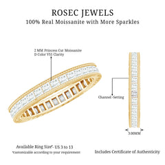 Channel Set Princess Cut Moissanite Eternity Band Ring