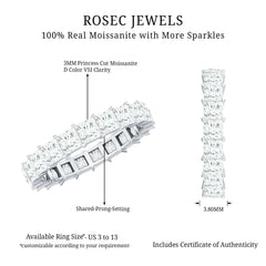 Princess Cut Moissanite Full Eternity Ring with Certificate