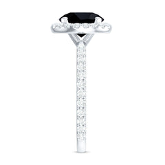 Lab Grown Black Diamond Classic Halo Engagement Ring with Diamond