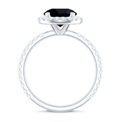 Lab Grown Black Diamond Classic Halo Engagement Ring with Diamond