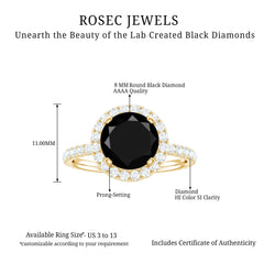 Lab Grown Black Diamond Classic Halo Engagement Ring with Diamond