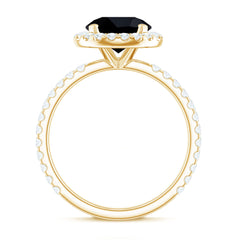 Lab Grown Black Diamond Classic Halo Engagement Ring with Diamond