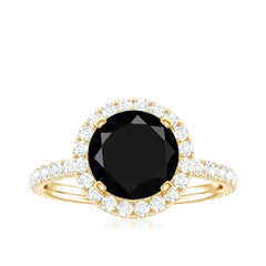 Lab Grown Black Diamond Classic Halo Engagement Ring with Diamond
