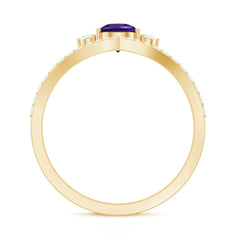 Pear Amethyst and Diamond Designer Ring