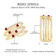 Natural Ruby Diamond Cocktail Wrap Ring for Women
