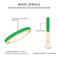 Real Emerald Princess Cut Half Eternity Ring