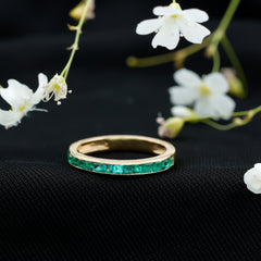 Real Emerald Princess Cut Half Eternity Ring