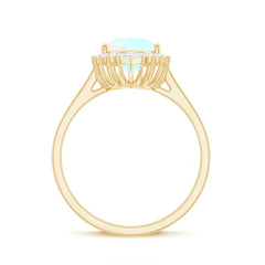 Certified Real 8X10mm Ethiopian Rainbow Opal Teardrop Engagement Ring with Diamond Halo