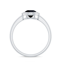 8mm Round Shape Black Onyx Solitaire Ring in Bezel Setting
