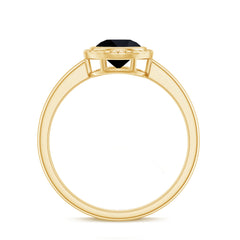 8mm Round Shape Black Onyx Solitaire Ring in Bezel Setting