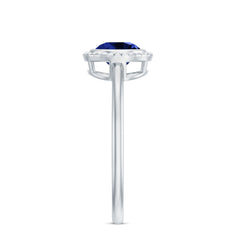 Certified 1 Carat Lab Grown Blue Sapphire Promise Ring in Bezel Set
