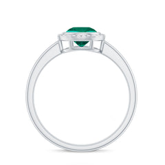 Certified 6 mm Lab Grown Emerald Solitaire Engagement Ring in Bezel Setting