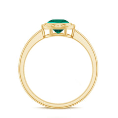 Certified 6 mm Lab Grown Emerald Solitaire Engagement Ring in Bezel Setting