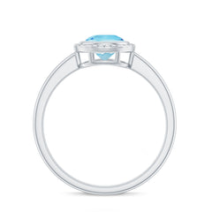 Bezel Set Round Aquamarine Solitaire Promise Ring