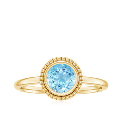 Bezel Set Round Aquamarine Solitaire Promise Ring
