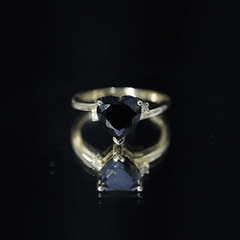 Heart Shape Solitaire Promise Ring with Lab Grown Black Diamond