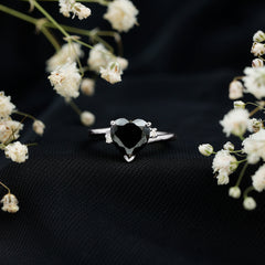 Heart Shape Solitaire Promise Ring with Lab Grown Black Diamond