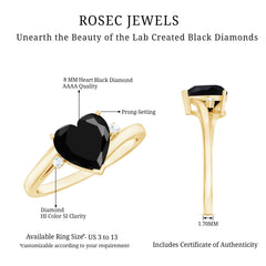 Heart Shape Solitaire Promise Ring with Lab Grown Black Diamond