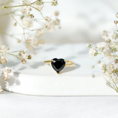 Heart Shape Solitaire Promise Ring with Lab Grown Black Diamond