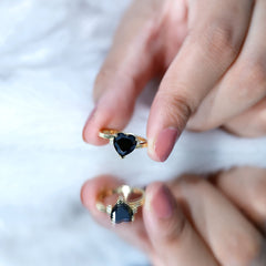 Heart Shape Solitaire Promise Ring with Lab Grown Black Diamond