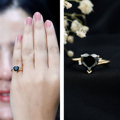 Heart Shape Solitaire Promise Ring with Lab Grown Black Diamond