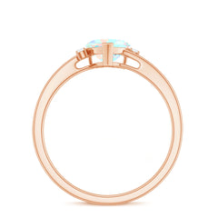 Genuine 6mm Ethiopian Opal Diamond Heart Shaped Promise Ring with Bypass Shank