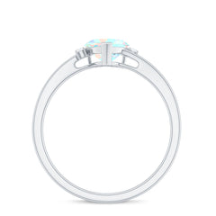 Genuine 6mm Ethiopian Opal Diamond Heart Shaped Promise Ring with Bypass Shank