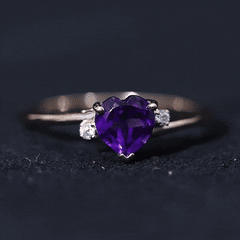 6 MM Solitaire Amethyst Heart Promise Ring for Women
