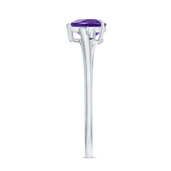 6 MM Solitaire Amethyst Heart Promise Ring for Women