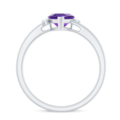 6 MM Solitaire Amethyst Heart Promise Ring for Women