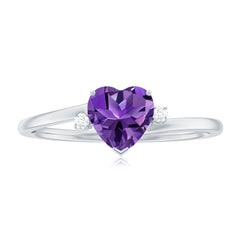 6 MM Solitaire Amethyst Heart Promise Ring for Women