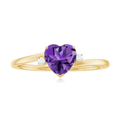 6 MM Solitaire Amethyst Heart Promise Ring for Women