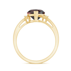 Genuine 8mm Garnet Heart Shaped Engagement Ring with Diamond