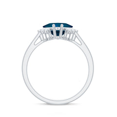 Princess Cut London Blue Topaz Engagement Ring with Diamond