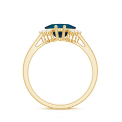 Princess Cut London Blue Topaz Engagement Ring with Diamond