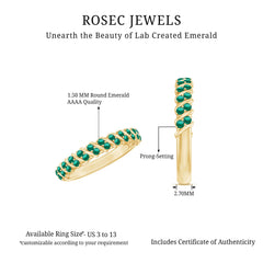 Certified Lab Grown Emerald Half Eternity Anniversary Band