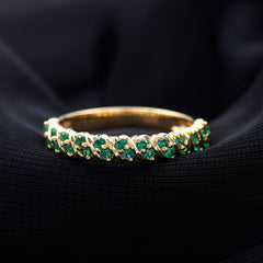 Certified Lab Grown Emerald Half Eternity Anniversary Band