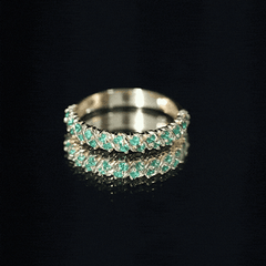 Unique Half Eternity Wedding Band with Round Emeralds