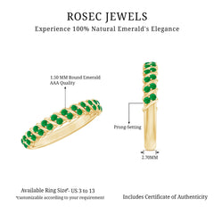 Unique Half Eternity Wedding Band with Round Emeralds