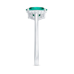 Certified 8 mm Lab Grown Emerald Princess Cut Engagement Ring with Diamond