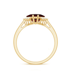 Certified Natural Garnet Princess Cut Engagement Ring with Diamond