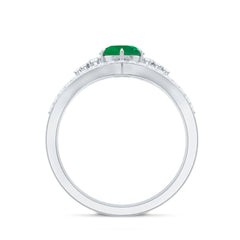 Natural Emerald Diamond Wedding Bridal Ring Set of 2