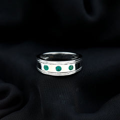 Emerald Minimal Band Ring in Gypsy Setting