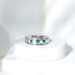 Emerald Minimal Band Ring in Gypsy Setting