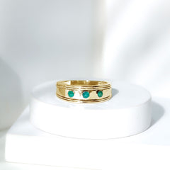 Emerald Minimal Band Ring in Gypsy Setting