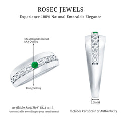Certified Emerald Vintage Inspired Designer Band Ring