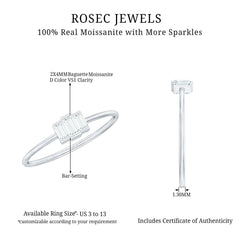 Minimalist Baguette Cut Moissanite 3 Stone Promise Ring
