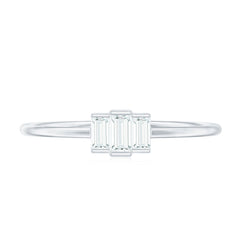 Minimalist Baguette Cut Moissanite 3 Stone Promise Ring