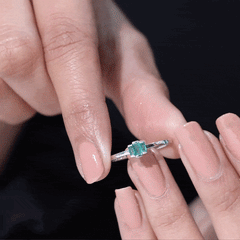 Baguette Cut Natural Emerald Three Stone Ring