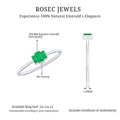 Baguette Cut Natural Emerald Three Stone Ring